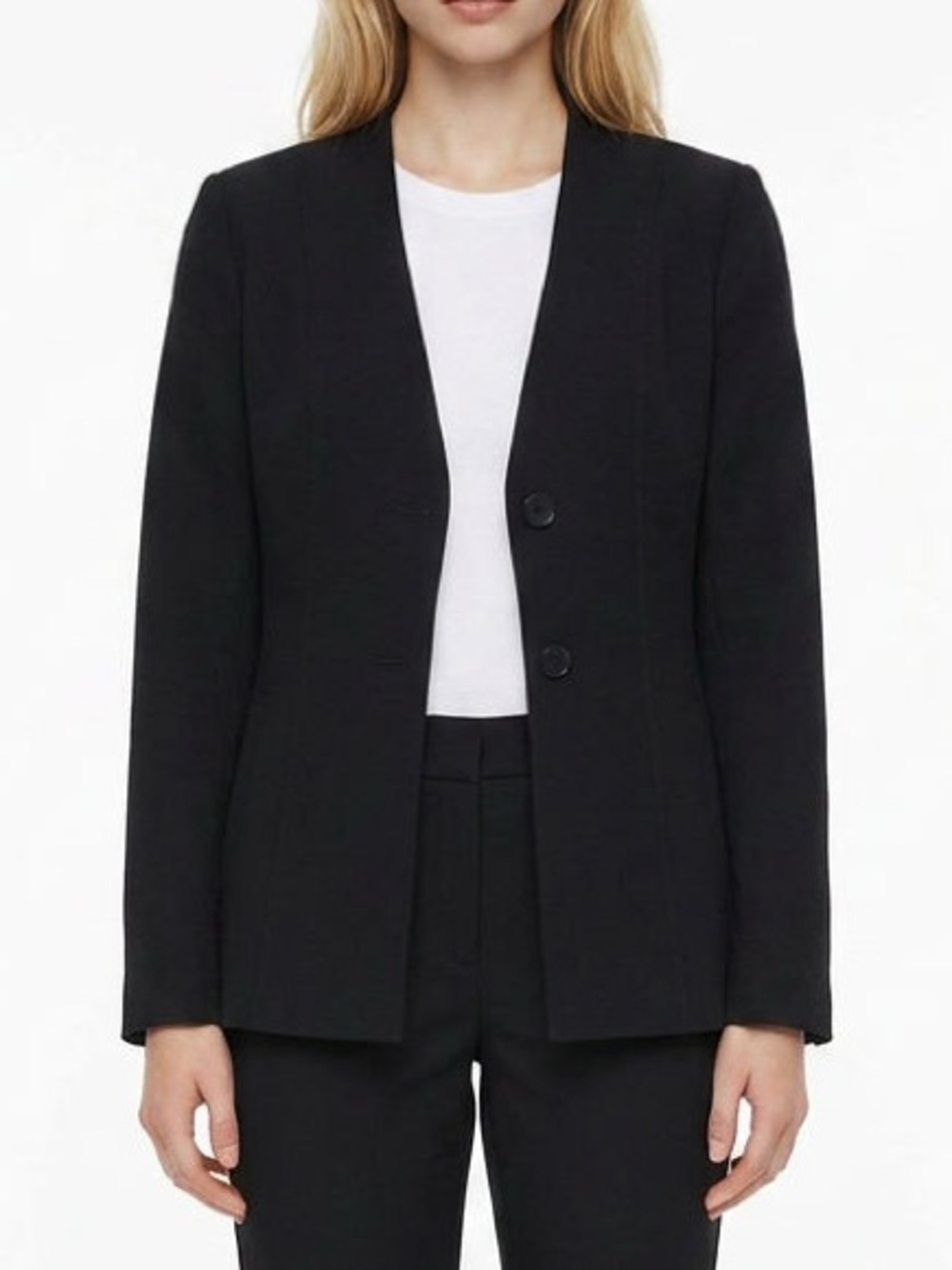 Dynamite Black Fitted Open-Collar Blazer